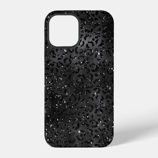 Coque iPhone 12 Impression de peau de léopard guépard noir (Verso)