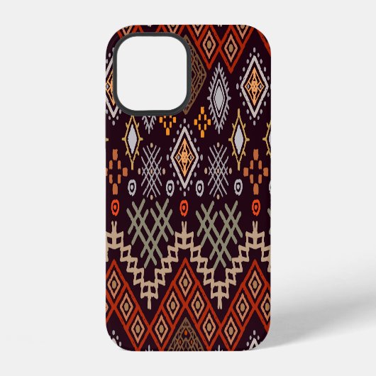 Coque iPhone 12 Impression géométrique Boho d'art tribal (Verso)