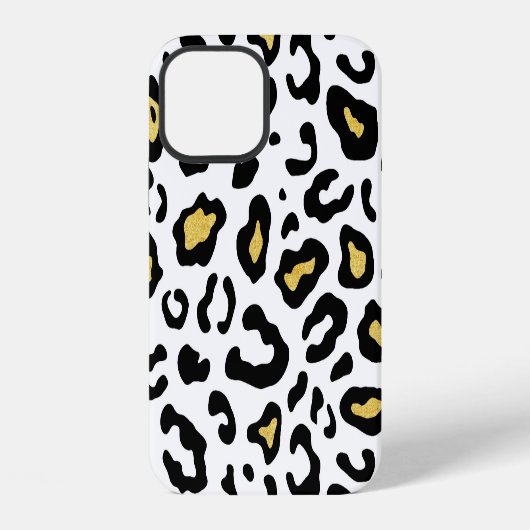 Coque iPhone 12 Impression léopard doré, motif sans couture. (Verso)