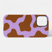 Coque iPhone 12 impression vache marron violet pastel (Verso Horizontal)