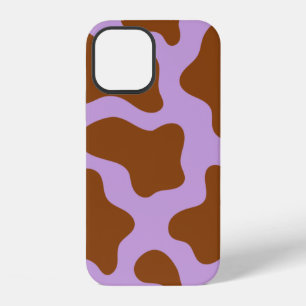 Coque iPhone 12 impression vache marron violet pastel
