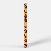 Coque iPhone 12 Imprimé léopard rose et noir avec monogramme (Côté droit)