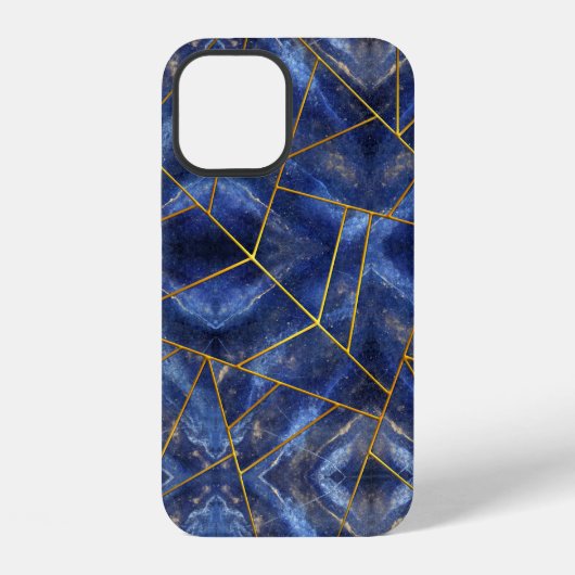 Coque iPhone 12 Incrustation de Lapis Lazuli avec une garniture do (Verso)