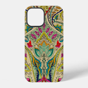 Coque iPhone 12 Inde motif paisley sans couture, bordure décorativ