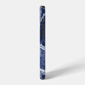 Coque iPhone 12 Indigo Patchwork : Texturé Checked Elegance (Côté gauche)