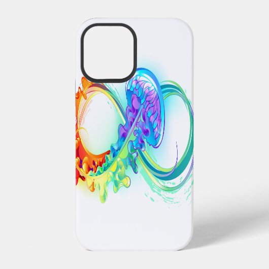Coque iPhone 12 Infini avec méduse arc-en-ciel (Verso)