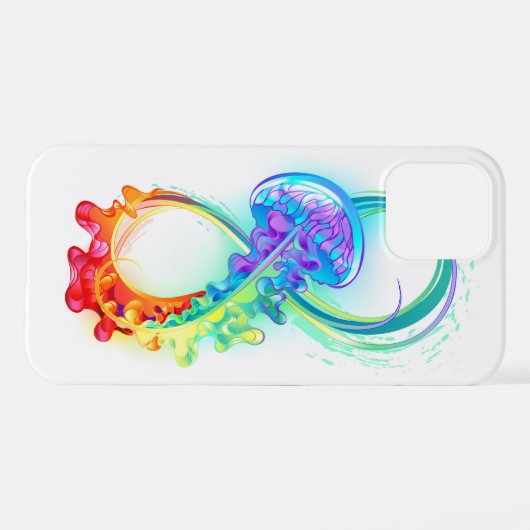 Coque iPhone 12 Infinity avec Rainbow Jellyfish (Verso Horizontal)
