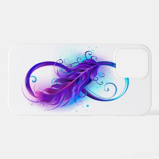 Coque iPhone 12 Infinity with purple feather (Verso Horizontal)