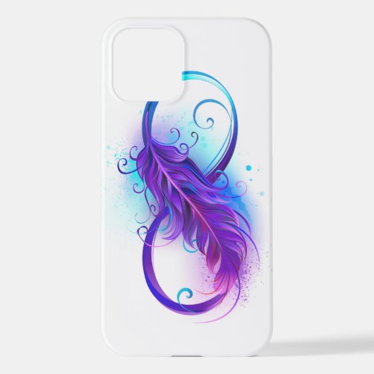 Coque iPhone 12 Infinity with purple feather (Verso)