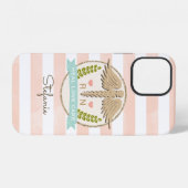 Coque iPhone 12 Infirmière Caducée Corail et Aqua (Verso Horizontal)