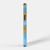 Coque iPhone 12 Initiale Monogramme Pailleté Or Bleu (Côté droit)