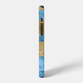 Coque iPhone 12 Initiale Monogramme Pailleté Or Bleu (Côté gauche)