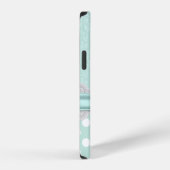 Coque iPhone 12 iPhone damassé vert menthe chic (Côté droit)