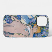 Coque iPhone 12 Iris (Quatre Fleurs), Alphonse Mucha (Verso Horizontal)