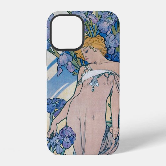 Coque iPhone 12 Iris (Quatre Fleurs), Alphonse Mucha (Verso)