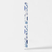 Coque iPhone 12 Jacobean Floral Big Motif Blues sur blanc (Côté gauche)