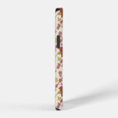 Coque iPhone 12 Jacobean Floral Pattern Rouge Rose Gold Crème (Côté droit)