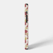 Coque iPhone 12 Jacobean Floral Pattern Rouge Rose Gold Crème (Côté gauche)