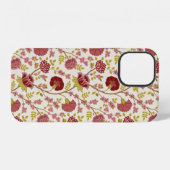 Coque iPhone 12 Jacobean Floral Pattern Rouge Rose Gold Crème (Verso Horizontal)