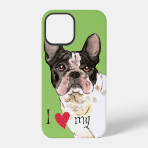 Coque iPhone 12 J'adore mon Bouledogue Français