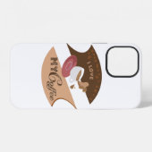Coque iPhone 12 J'adore mon café rétro Java (Verso Horizontal)