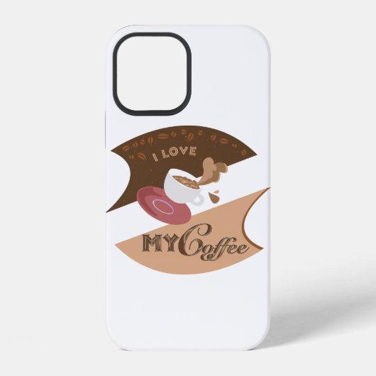Coque iPhone 12 J'adore mon café rétro Java (Verso)