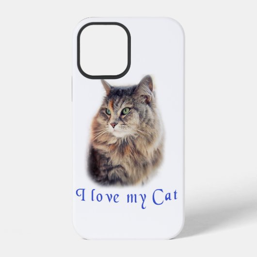 Coque iPhone 12 J'adore mon chat (Verso)