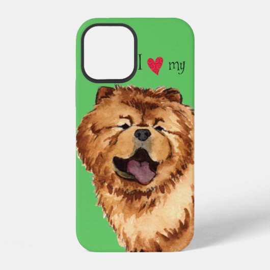 Coque iPhone 12 J'adore mon Chow (Verso)