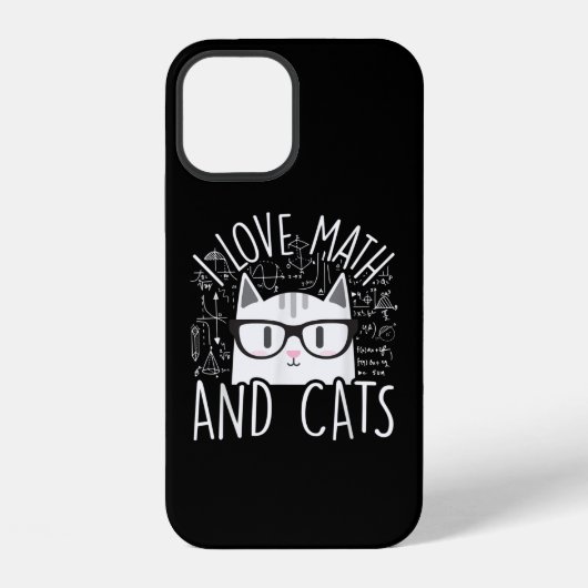Coque iPhone 12 J'Aime Les Maths Et Les Chats Cute Kitty Chat (Verso)