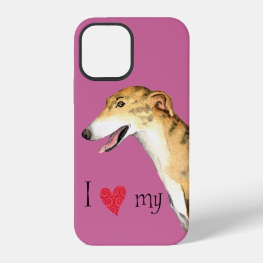 Coque iPhone 12 J'aime mon Greyhound (Verso)