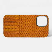 Coque iPhone 12 Jaune vif : texture tricotée main. (Verso Horizontal)