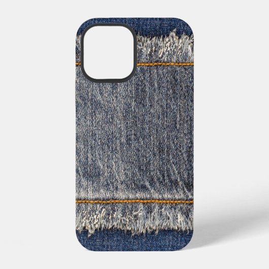Coque iPhone 12 Jean Bleu en Denim : Patch Double Décontracté (Verso)