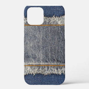 Coque iPhone 12 Jean Bleu en Denim : Patch Double Décontracté