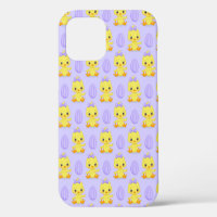 Joli motif de Pâques poulet jaune violet