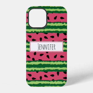 Coque iPhone 12 Joli motif pastèque rose et vert