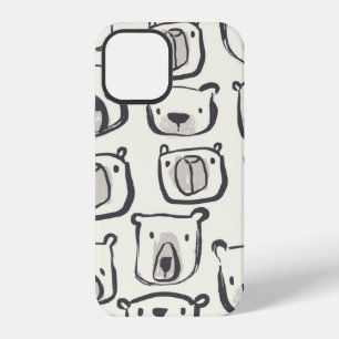Coque iPhone 12 Joli visage d'ours dessiné à la main illustration