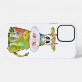 Coque iPhone 12 Jolie vache fantaisiste colorée (Verso Horizontal)