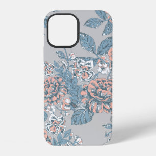 Coque iPhone 12 Jolies fleurs. Ornements monochromes. Motif sans c