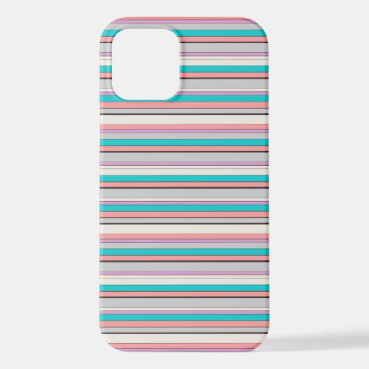 Coque iPhone 12 Jolies rayures grises aqua (Verso)