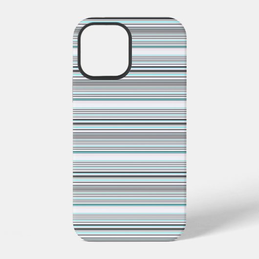 Coque iPhone 12 Jolies rayures grises aqua (Verso)