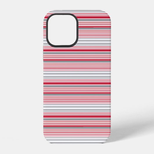 Coque iPhone 12 Jolies rayures grises rouges (Verso)