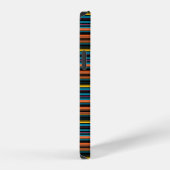Coque iPhone 12 Jolies rayures noires bleues (Côté droit)