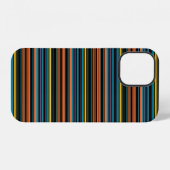 Coque iPhone 12 Jolies rayures noires bleues (Verso Horizontal)