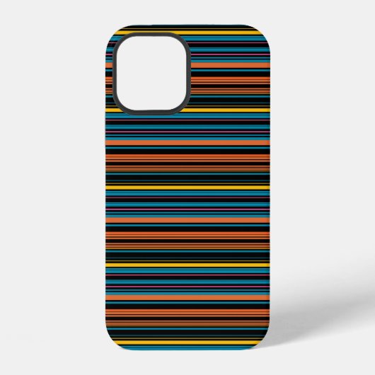 Coque iPhone 12 Jolies rayures noires bleues (Verso)