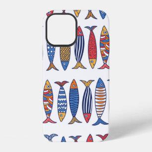 Coque iPhone 12 Jolis poissons. Fond pour enfants. Motif sans cout