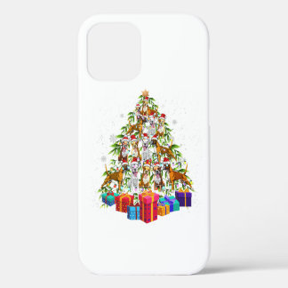 Coque iPhone 12 Jote Noël Arbre Boxe Chien Famille Noël Cadeau
