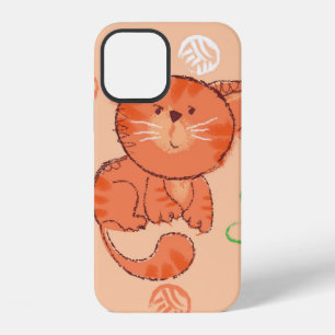 Coque iPhone 12 Jouet rouge enfant chat sans couture motif
