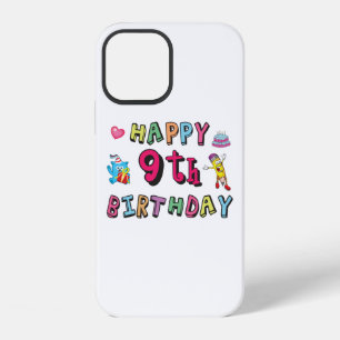 Coque iPhone 12 Joyeux 9e anniversaire pour les enfants de 9 ans
