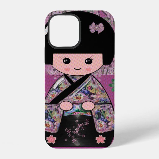 Coque iPhone 12 Kokeshi Fleurie (Verso)