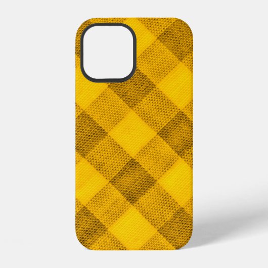 Coque iPhone 12 La texture du jaune vif de la reliure gingha (Verso)